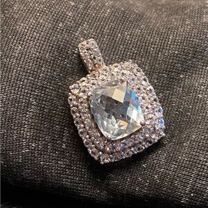 Elegant Silver 925 and Aqua Pendant Necklace